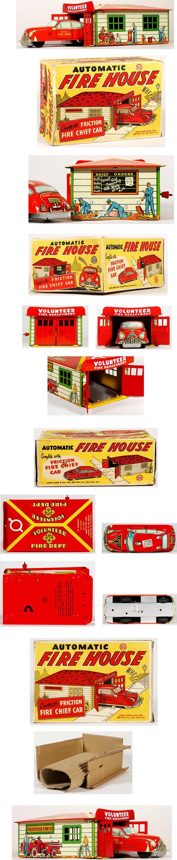 c.1949 Marx, Automatic Fire House in Original Box